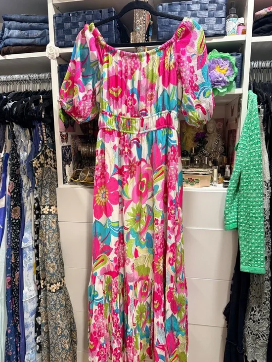 Trina Turk Floral Dress - Boho Off-Shoulder - Picture 7 of 7